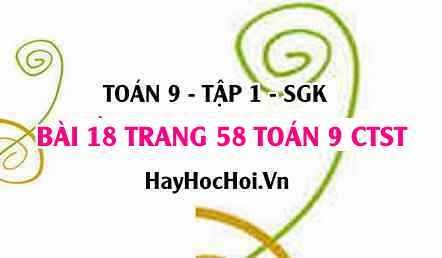 Bài 18 trang 58 Toán 9 tập 1 Chân trời sáng tạo